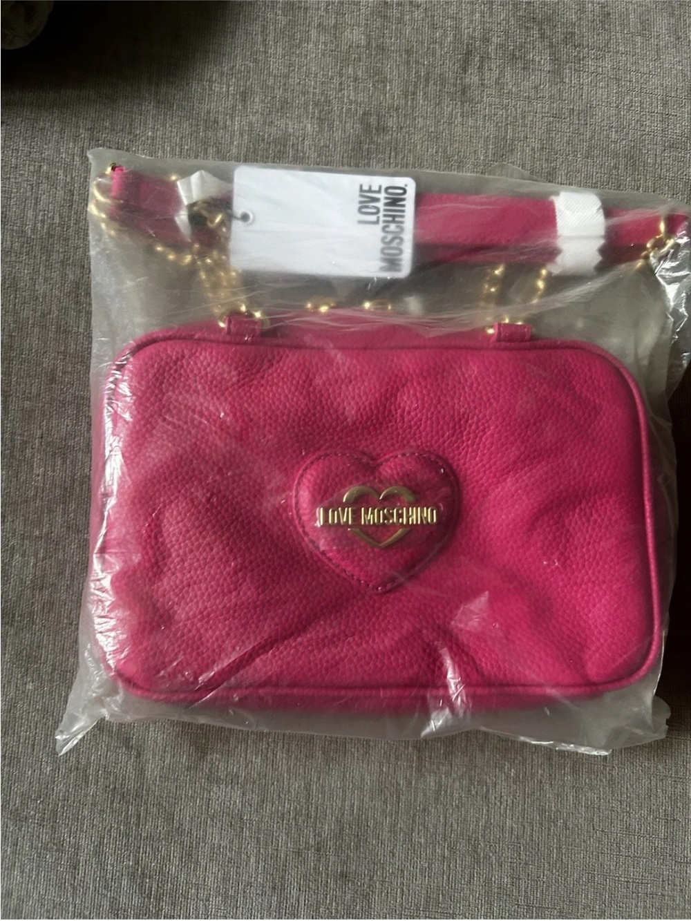 Love Moschino Hot Pink Quilted Heart Crossbody Purse